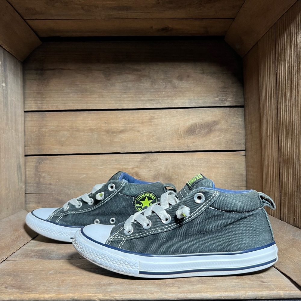 Converse All Star Chuck Taylor Mid Distressed Black/Lime Canvas Junior Size 3
